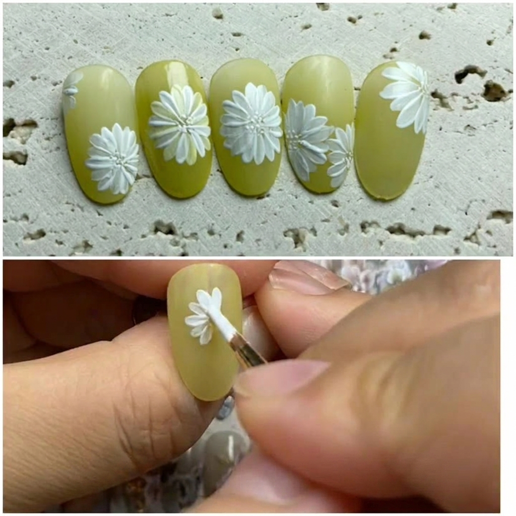 対称的な十字型になるように4枚目の花びらを描き入れている様子