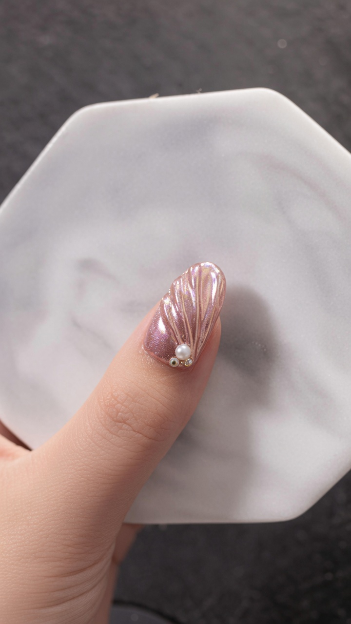 ローズゴールドの3Dシェルネイル — 上品な立体感を作るチュートリアル