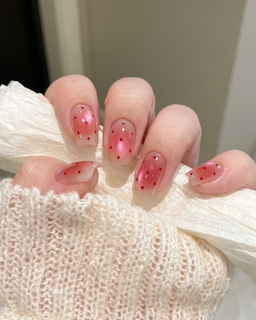 爪にDORYLA M40キャッツアイジェルを塗布している様子。艶やかで反射する質感が確認できる。