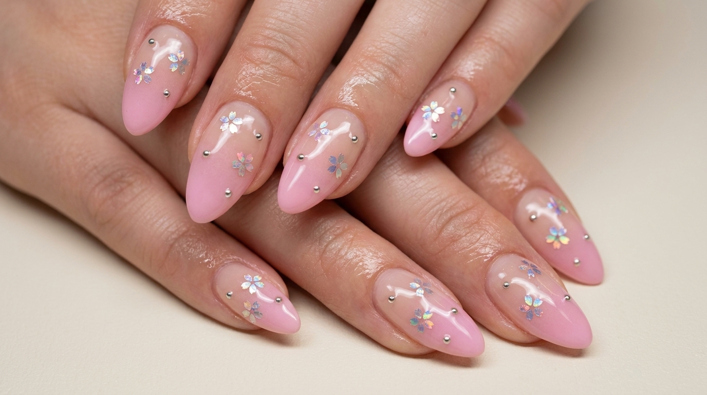 桜のグラデーションネイル — 指先を彩る繊細なフローラルデザイン