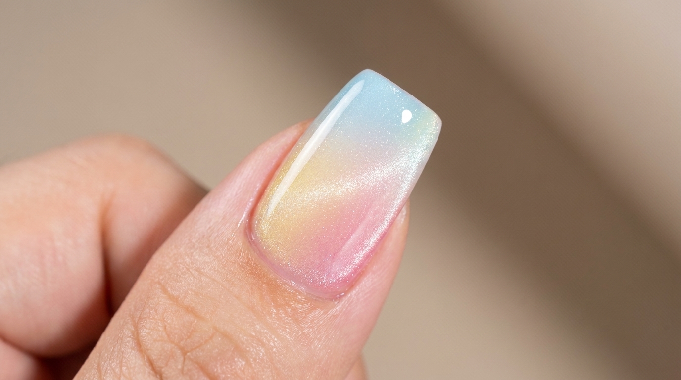 カラフルなグラデーションキャッツアイネイル — セルフネイル・ステップバイステップ