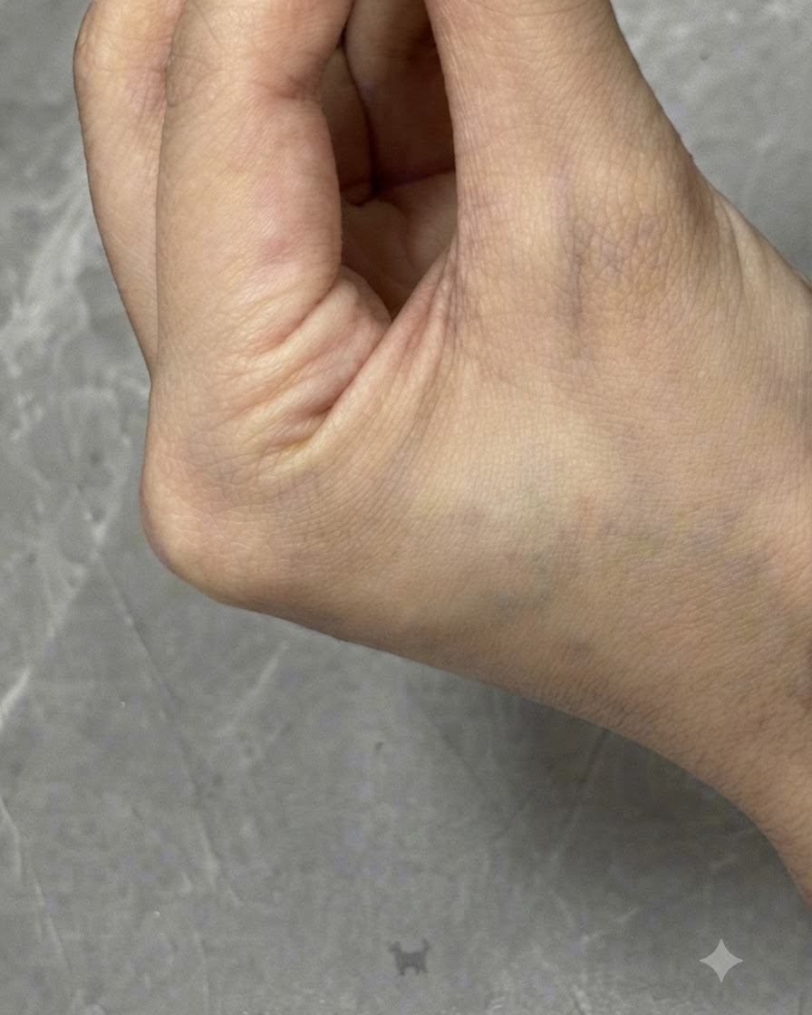 Ein starker Neodym-Nail-Art-Magnet wird nah an ein glänzendes Cat-Eye-Gel-Design gehalten, um die magnetische Lichtreflexion zu formen.