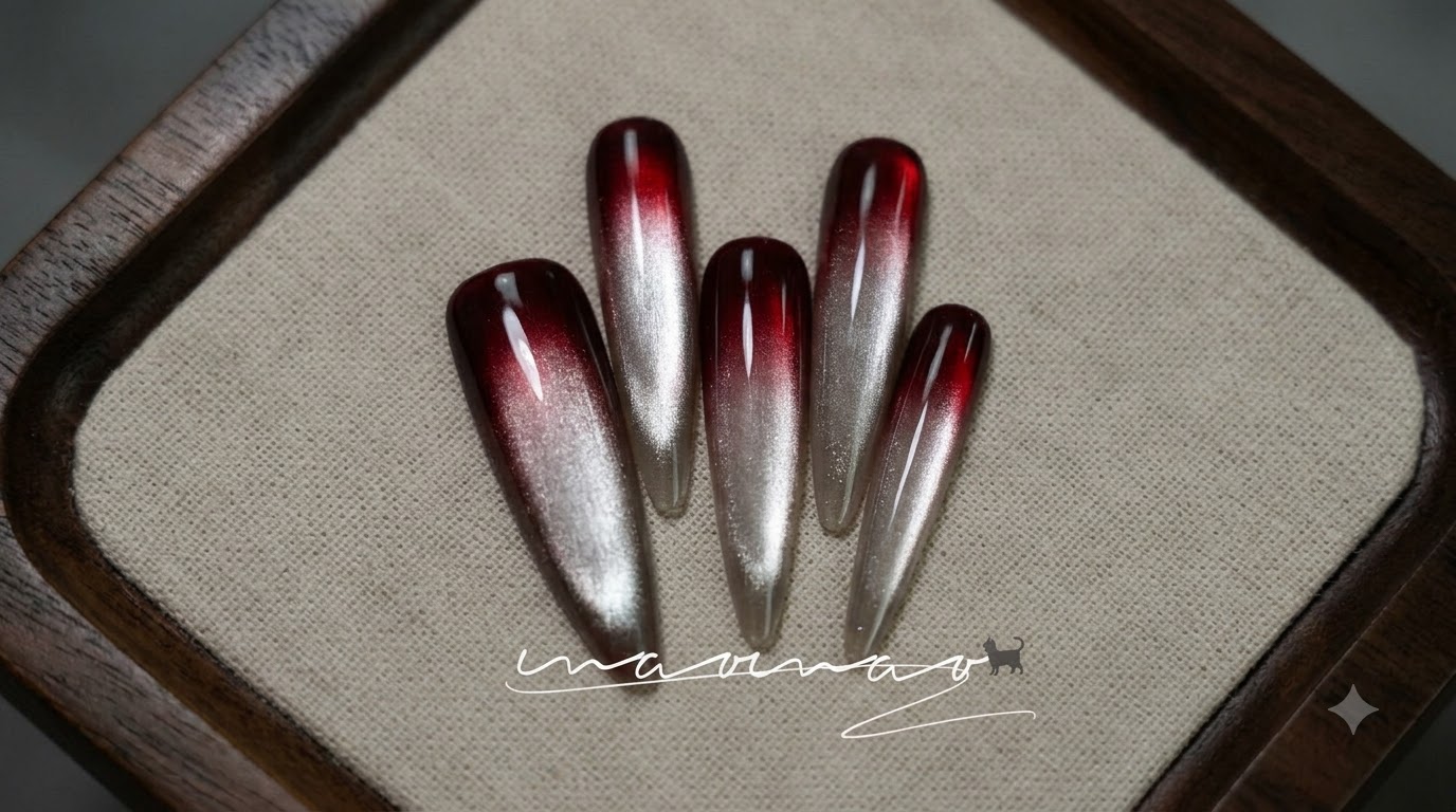 Dunkelrot Ombré Cat Eye Gel-Nageldesign — Schritt-für-Schritt-Anleitung