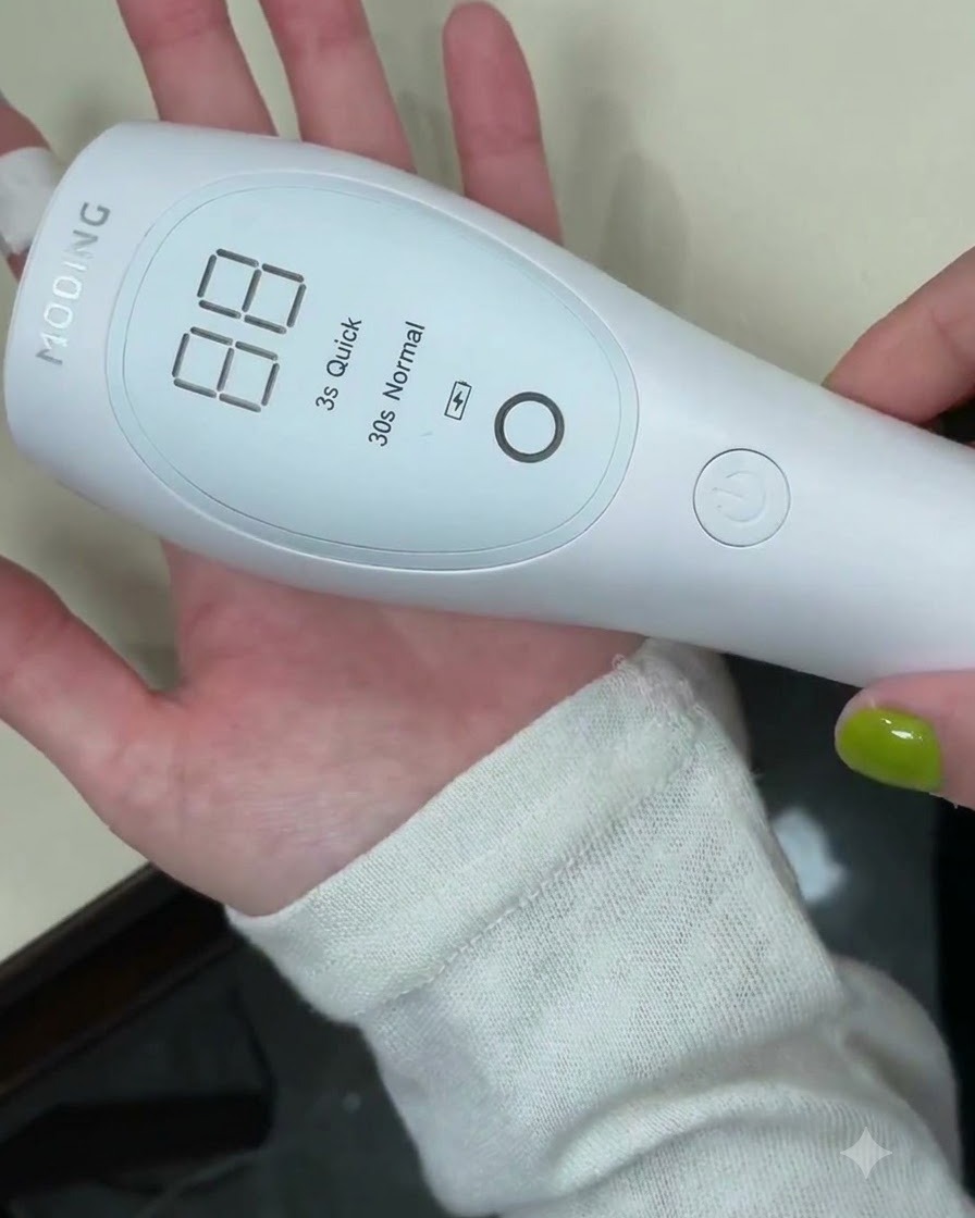 ネイルファイルでマニキュアのネイルエクステンションのエッジを削っている様子。